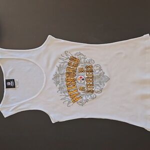 NFL Ladies Pittsburgh Steelers Ribbed White and Gold Tank Top Size large [3]